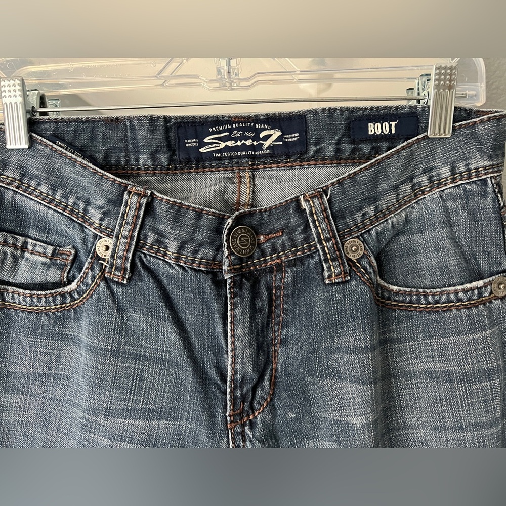 Seven7 Dark Wash Denim Jeans Bootcut Flap Back Pocket 30x32